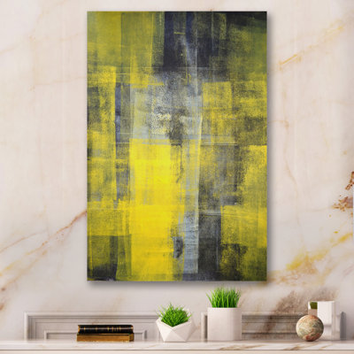 «Yellow Meets Gray Abstract Art II», œuvre d'art moderne et contemporaine sur toile