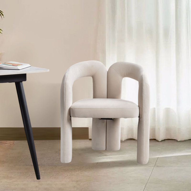 Diomiro Velvet Armchair, Beige Velvet