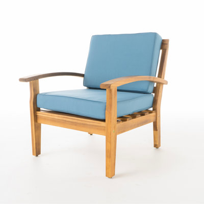 Club Chair - Wood Lawn Chair, Long-lasting Comfort Cushion, Water-repellent Surface, 32.50"d X 27.32"w 30.56"h Outdoor Comfy Thick Padding For Relaxation, Water- Cover Material, 32.50" 27.32" 30.56