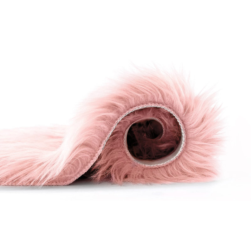 Tapis rose à poils longs Haja, Tapis de couloir 2 pi x 6 pi