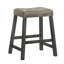 Ensemble de tabouret de bar rustique en bois de 2 à 25 pouces avec siège en cuir brun, finition vieillie et structure robuste