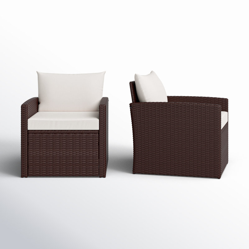 Chaise de patio avec coussins Avamonroe, Structure brun foncé / coussin beige