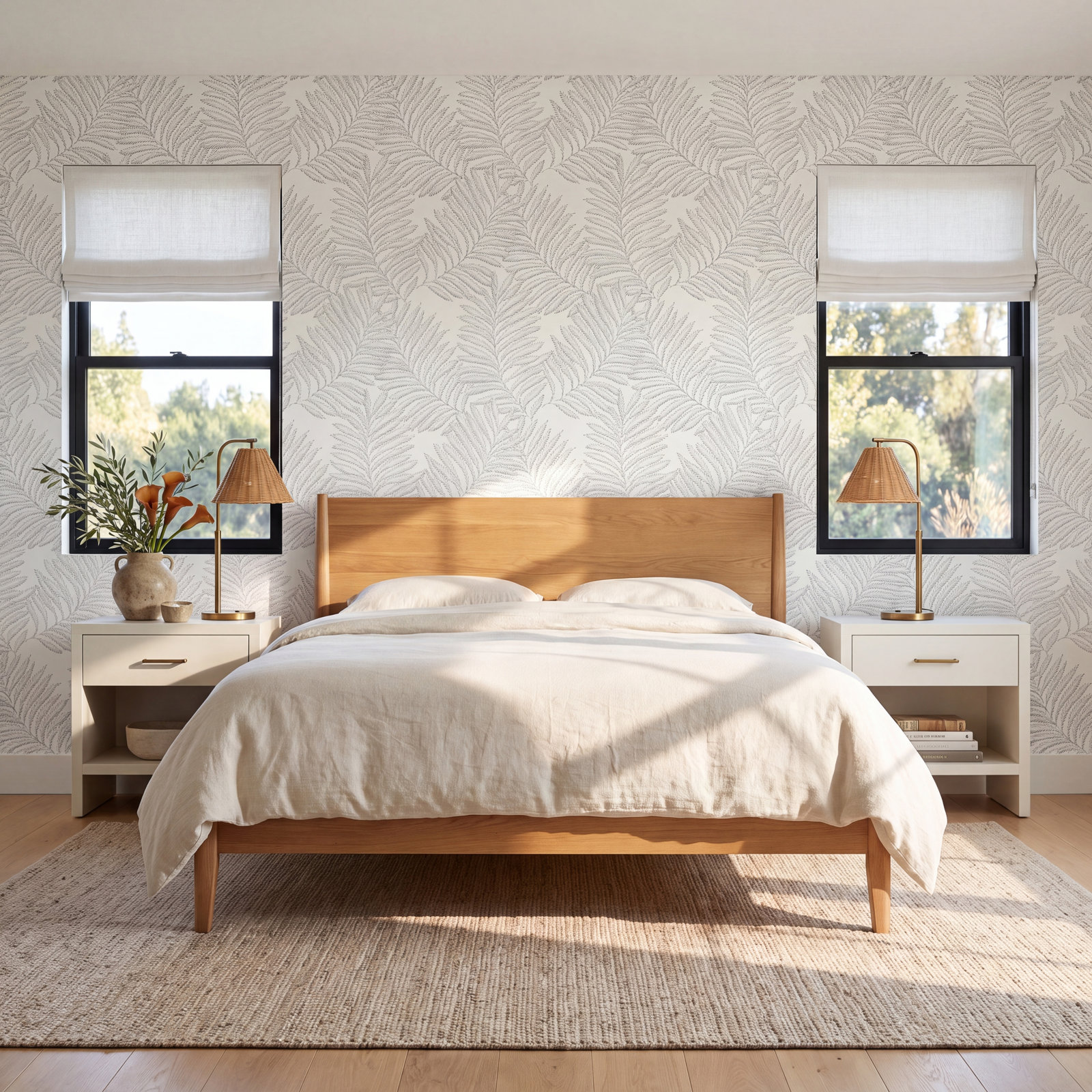 Palmina Modern Floral Wallpaper, Gray