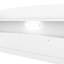 Lit plateforme double en bois avec éclairage à DEL intégré, tête de lit avec rangement et garde-corps, blanc