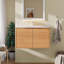 Meuble-lavabo flottant avec portes à fermeture en douceur et lavabo en céramique-2135617253