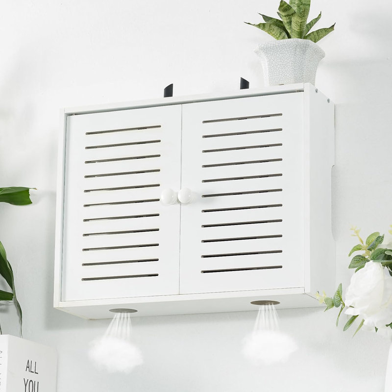 Wifi Storage Box Wall Mount Wifi Router Box Hider Decorative Router Storage Box Modem Wall Mount ,White