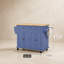 Îlot de cuisine mobile bleu marine avec plateau en bois massif, table mobile de 111 cm (43,7 pouces) sur roulettes avec placards de rangement, tiroirs et étagères réglables