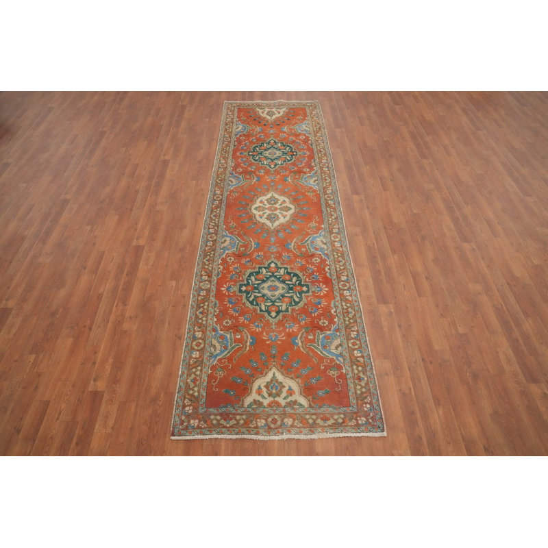 Tapis de couloir traditionnel orange en laine 3x11