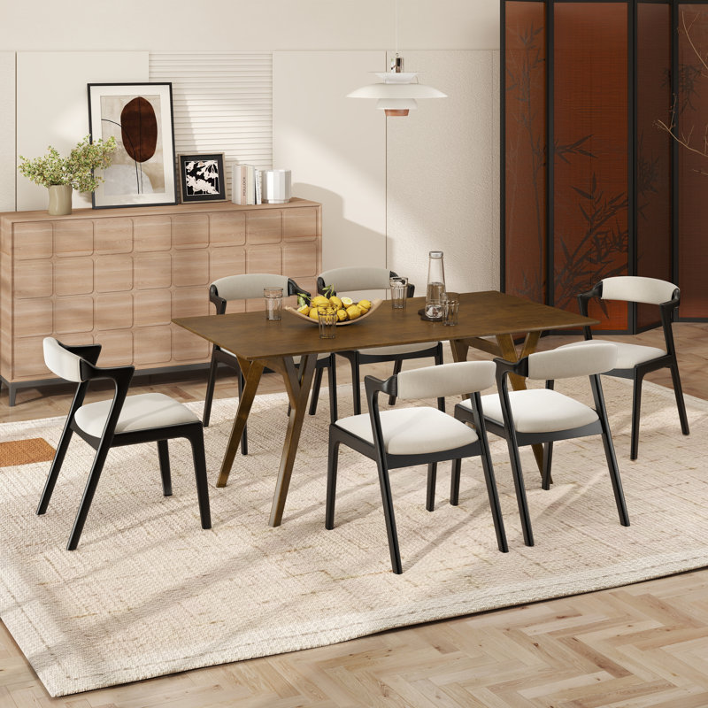 Table de salle à manger avec chaises Needham, Noir, 7