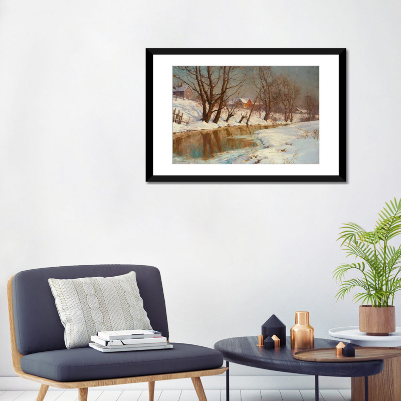 «Winter Morning», impression sur toile, Papier d'art encadré noir, Blanc, H 16 po x l 24 po x P 1 po