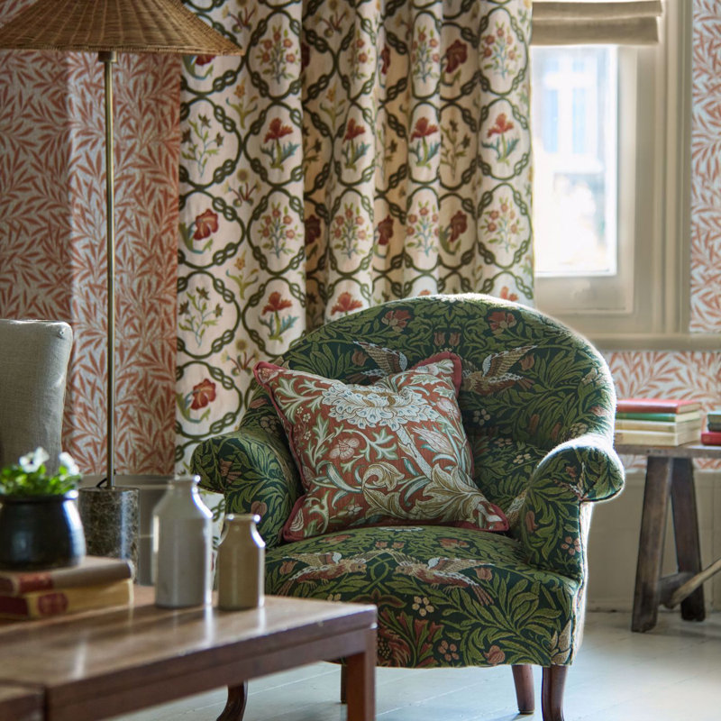 Emery Walker's House Bird Tapestry Fabric, Tump Green