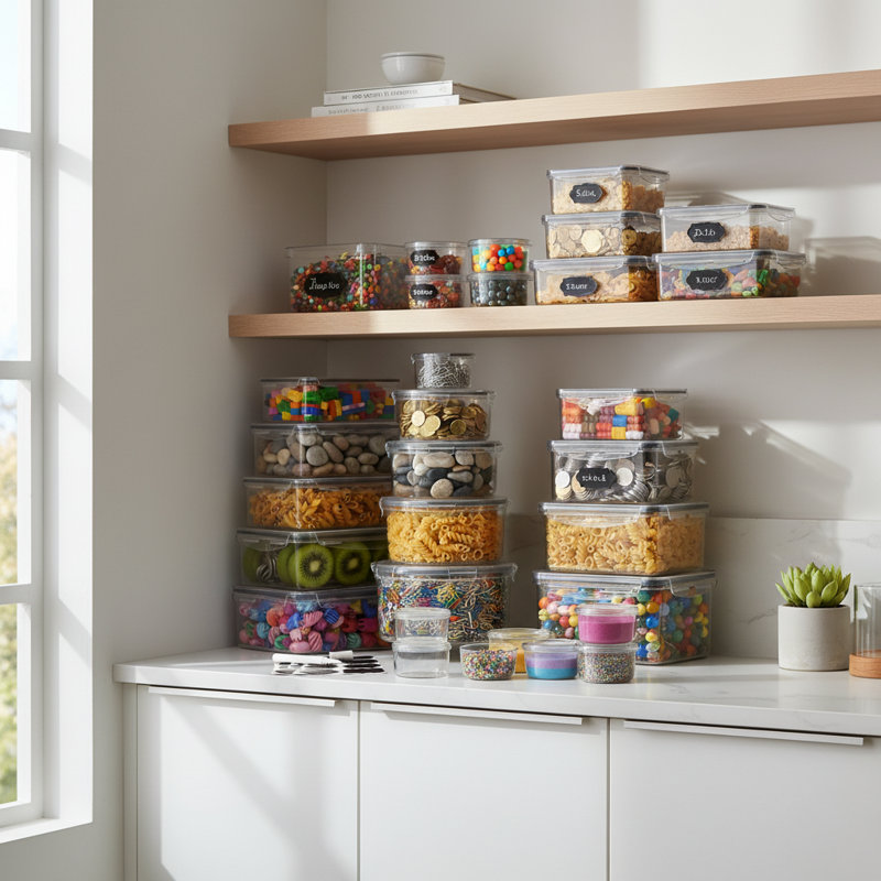 Ensemble 52 pièces de rangement pour aliments hermétique, étanche, empilable avec étiquettes et stylo