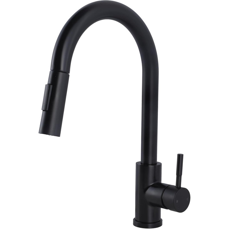 Robinet d'évier de cuisine avec douchette extractible, Noir