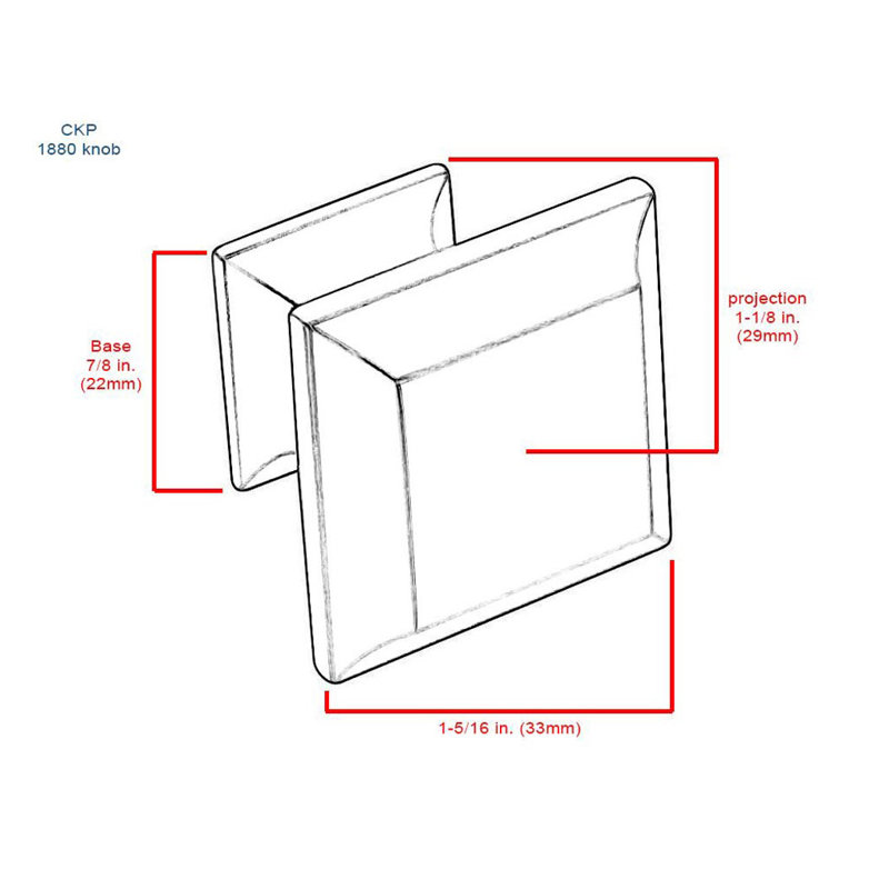Origins 1 5/16" Length Square Knob, Brushed Nickel