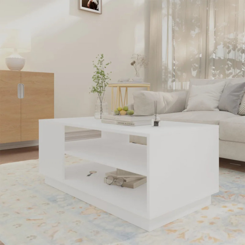 Coffee Table 102x55x43 cm Engineered Wood, White