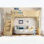 Lit mezzanine simple en bois massif avec garde-robe intégrée, rangement et tablettes à côté, garde-corps pleine longueur et escalier, aucun sommier nécessaire, naturel-1076234578-1076234579