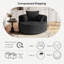 Très grand fauteuil d'appoint rond en chenille avec siège large, base pivotante à 360 ° et coussins décoratifs inclus-387117576