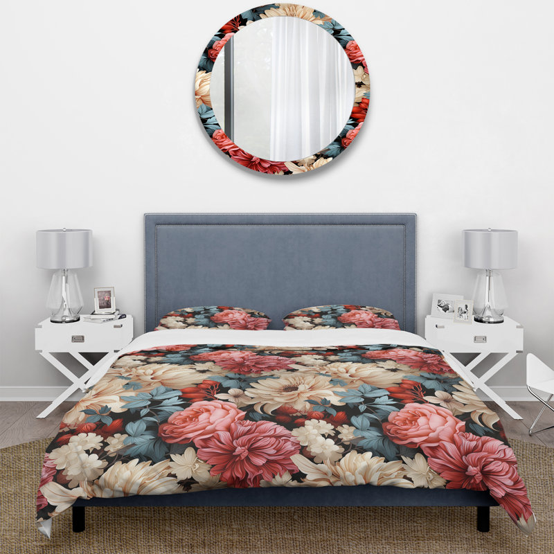 Literie Nauris, Housse de couette pour grand lit et 2 taies décor