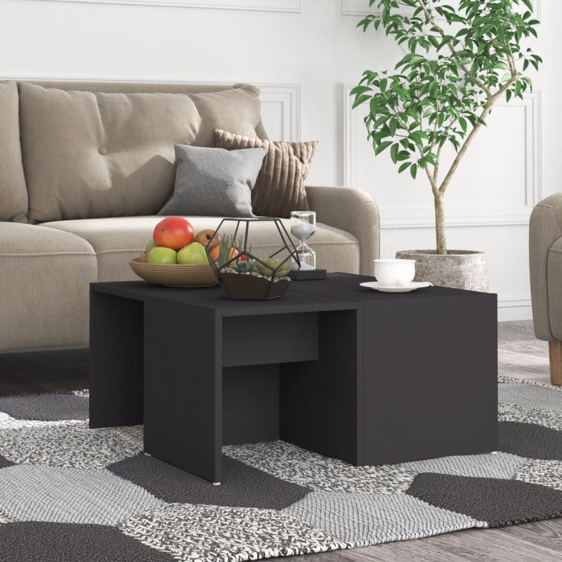 Godehard Extendable Floor Shelf Coffee Table with Storage, Grey