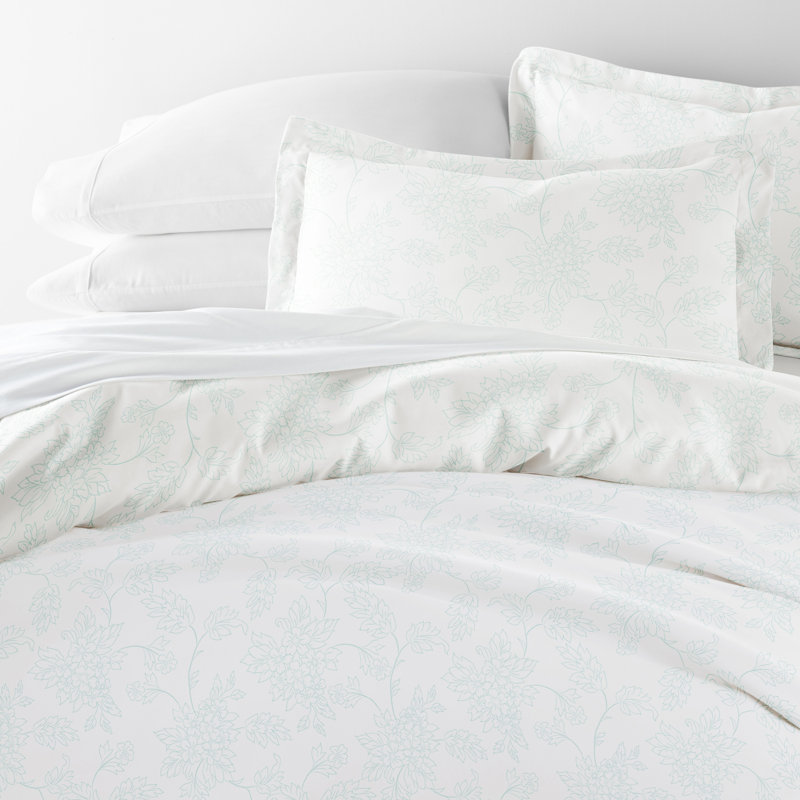 Simply Soft Vine Pattern Duvet Cover Set, Aqua, King Duvet Cover + 2 Shams