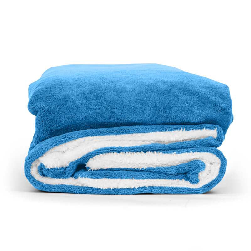 Sherpa Fleece Fur Thick Reversible Blanket Throw, 130cm x 150cm, Emerald