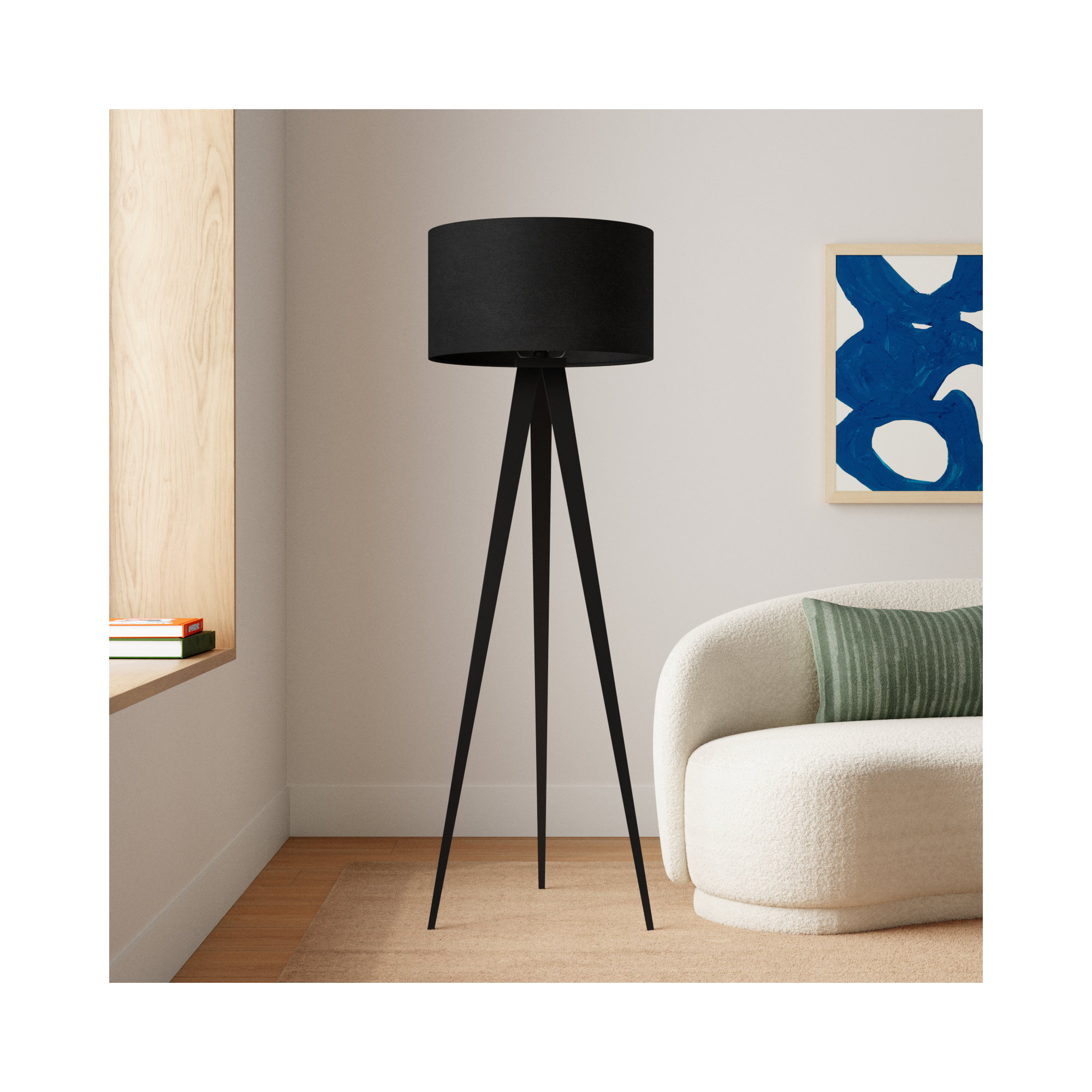 Cas 61.5'' Smart Enabled Floor Lamp, Black, Black