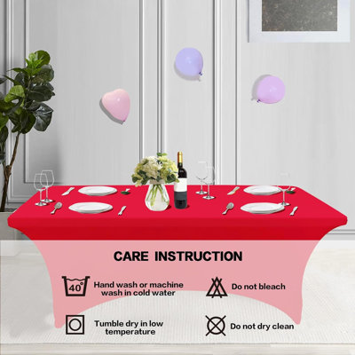  2 Pack Spandex Table Cloth for Rectangular Fitted Events Stretch Table Covers Washable Cover Spandex Tablecloth Protector for Party, Wedding, Cocktail, Banquet, Festival
