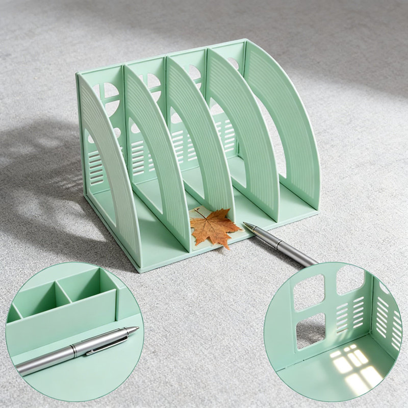 Classeur de bureau à 4 compartiments, porte-revues en plastique robuste et porte-documents à conception ouverte pour le bureau et la maison