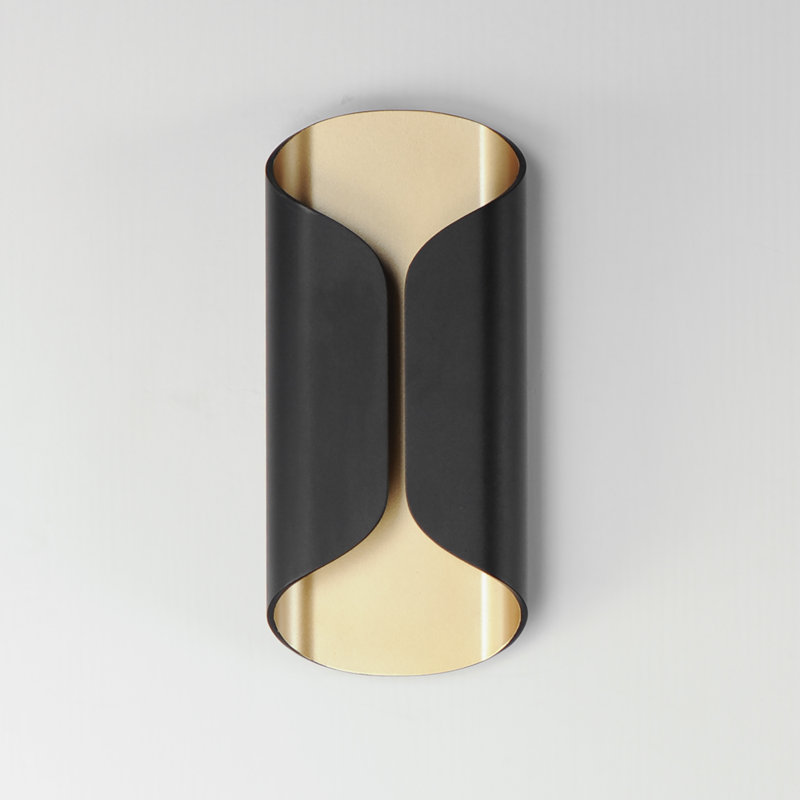 Alessandrino Aluminum LED Wall Light, Gold/Black, 13.75" H x 6.25" W x 3.25" D