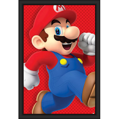 Mario - Affiche d'art encadrée 24 po x 36 po - Cadre en bois d'ingénierie avec plexiglas