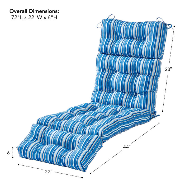 Shipton Outdoor Tufted Chaise Lounge Cushion, Sapphire