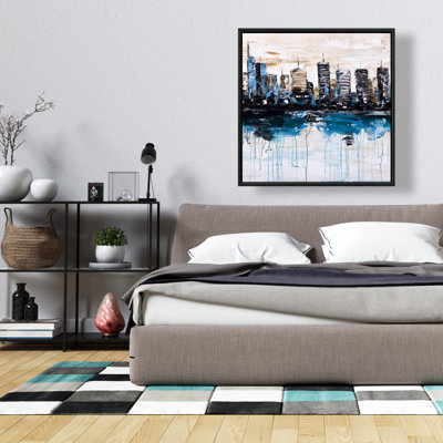 «Abstract City With Reflection On Water» sur toile