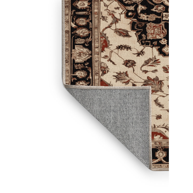 Tapis beige lavable à la machine, Carré 3 pi