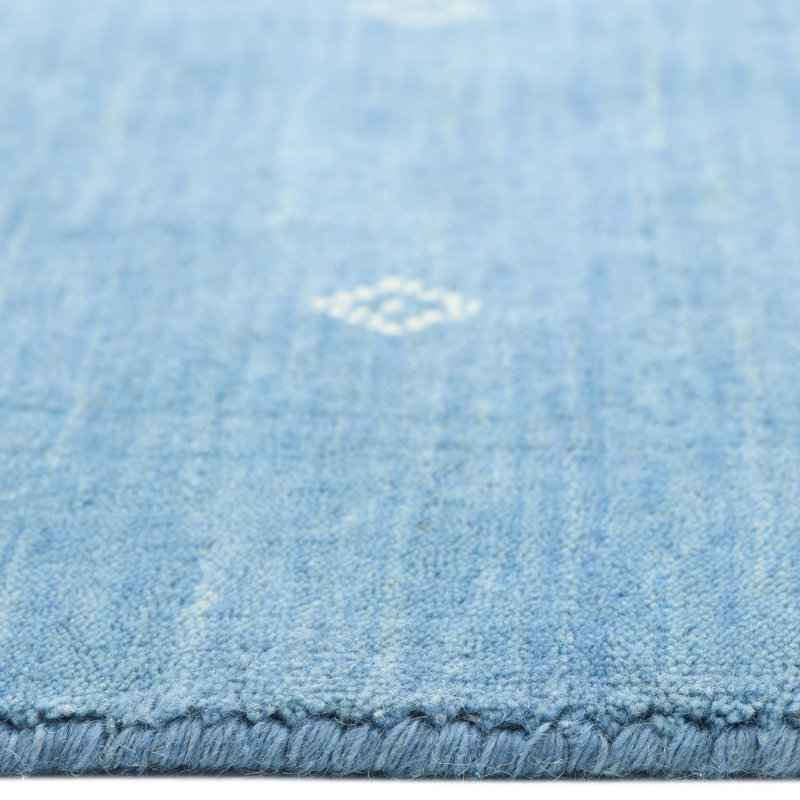 Simi Hand Knotted Cotton/Wool Southwestern Area Rug, Blue, Rectangle 8' x 10'