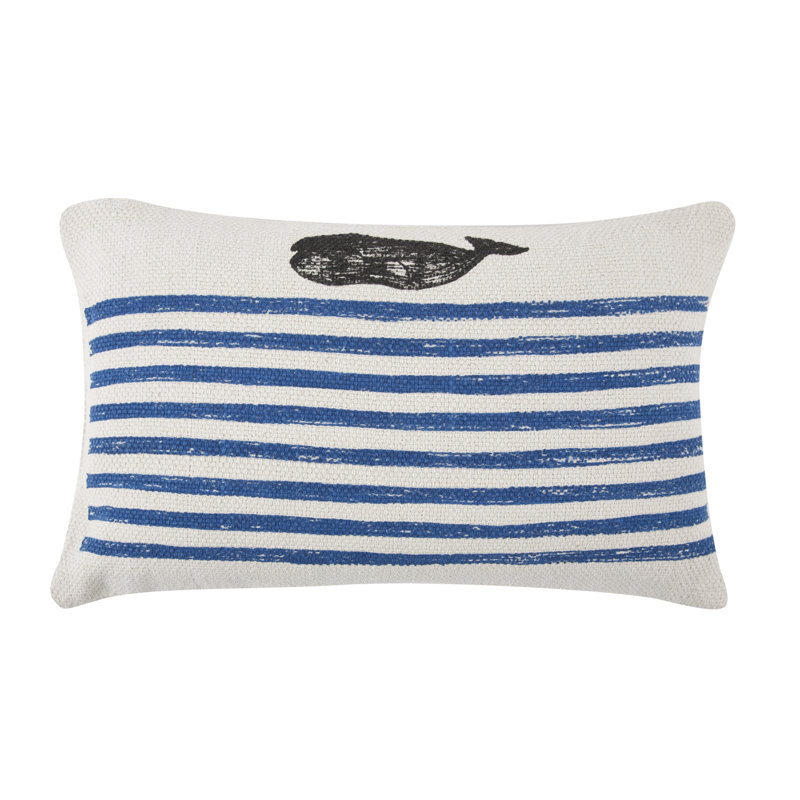 Whale Cotton Reversible Throw Pillow