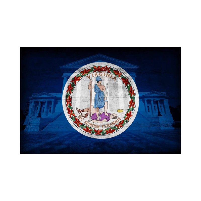 Virginia FlagState Capitol With Cracks - Wrapped Canvas Print, 101.6 cm H x 66.04 cm W x 1.91 cm D