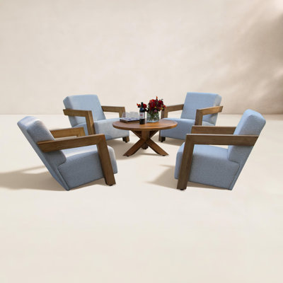 5-Pc. Teak & Quick Dry Armchair Conversation Set