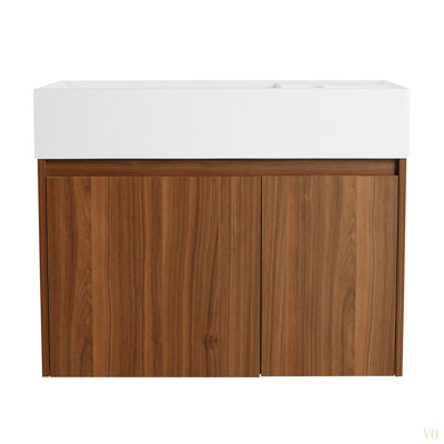 Armoire de salle de bain 30 po avec lavabo, portes à fermeture douce, fixation flottante, pour petite salle de bain