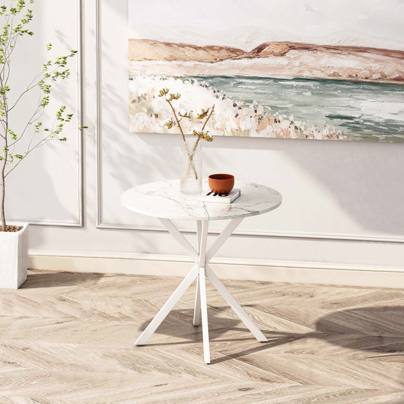 Table de salle à manger Myrian, H 29,53 po x L 31,5 po x l 31,5 po, Marbre blanc