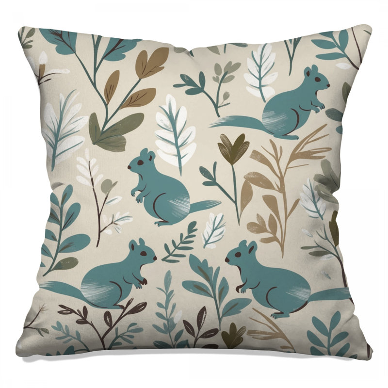 Squirrels And Leaves Double Sided Throw Pillows, 18 x 18 inches