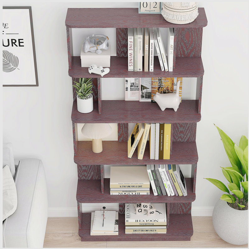 31.5" L x 64.56" H Free combination bookshelf Modern 5-Tier Open Storage Bookcase MDF Wood Display Shelving, Media Storage Shelves