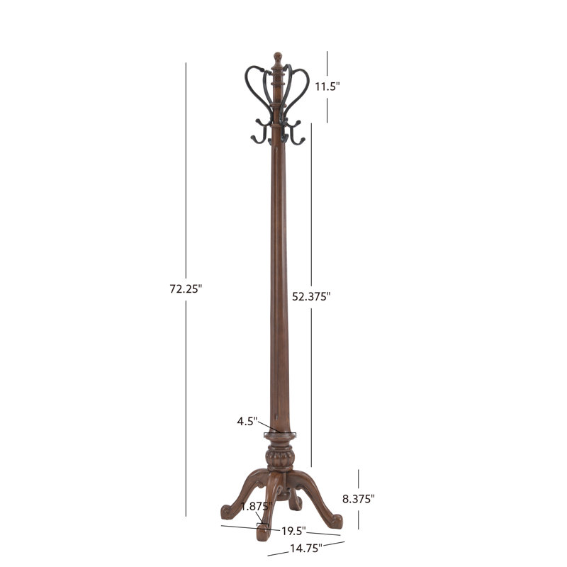 Newlin Solid Wood Freestanding 4 - Hook Coat Rack