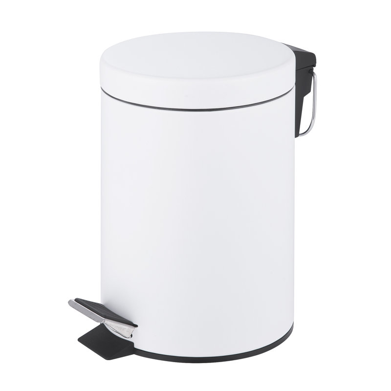 Crenshaw Metal Step On Kitchen Trash Can, Matt White