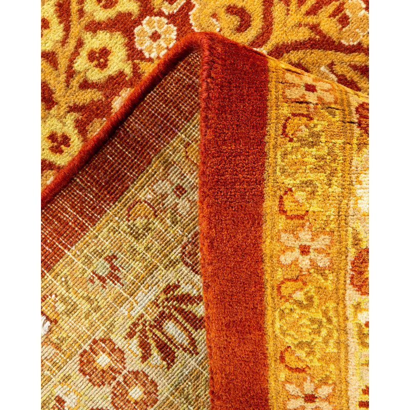 Tapis unique rouge / orange / beige noué à la main Tuong Mogul 8 pi 3 po x 10 pi 8 po