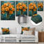 Hortensia orange et bleu qui fleurit en été I - impression d'art mural hortensia-413932575-413932773