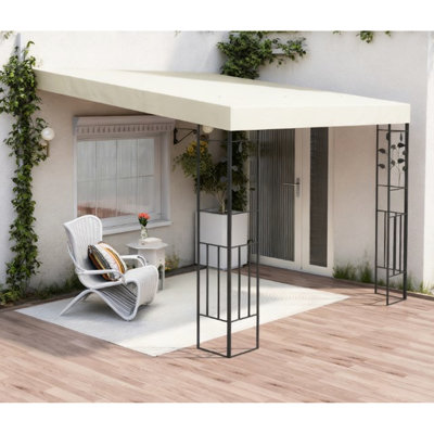 Auvent de jardin en métal avec protection Upf30 + et protection contre les intempéries, piquets de terrasse robustes, piquets de sol robustes, tissu anti-éclaboussures pour le patio