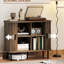 Buffet nordique en noyer à portes tambour à lattes, idéal pour la cuisine et le salon, avec compartiments spacieux, pieds réglables et hauteur de 75 cm (29,5 po). Meuble-bar avec portes, rangement et pieds en métal stables.