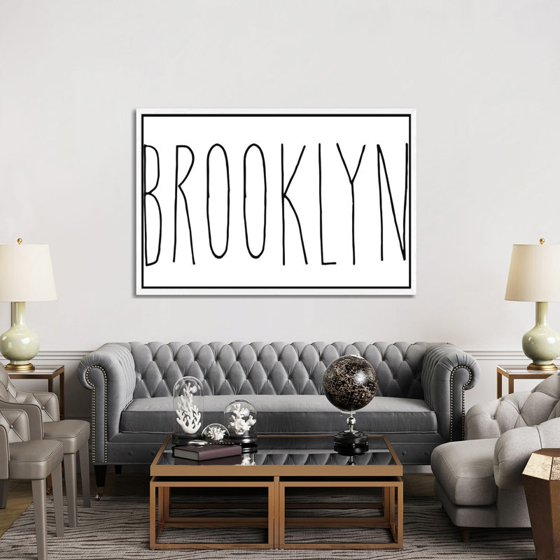 Brooklyn by Mirano - Print on Canvas, 101.6cm H x 152.4cm W x 3.81cm D, White Framed