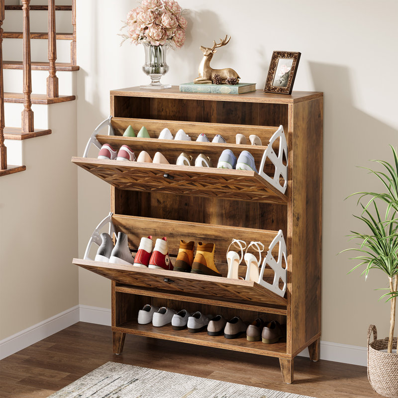 20 Pair Shoe Storage Cabinet, Brown