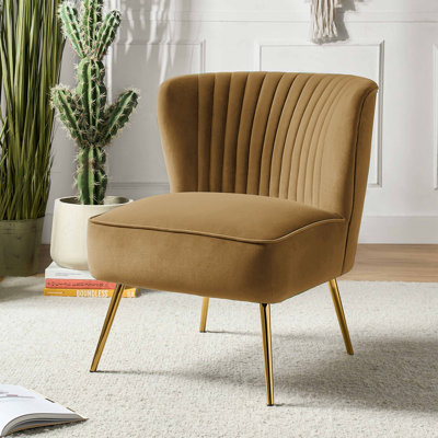 Leona Velvet Accent Chair with Metal Legs